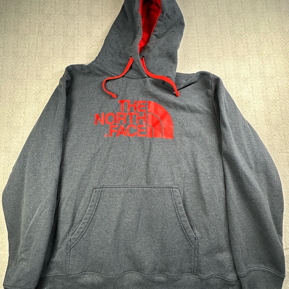 The North Face Men's Gray and Red Hoodie